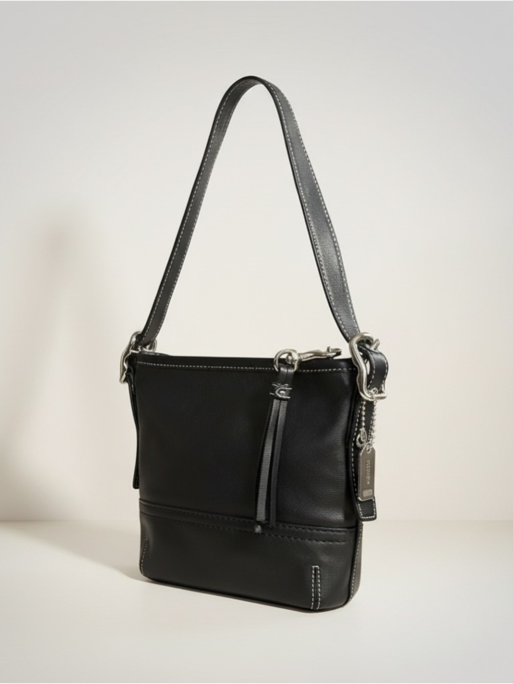 Coach Mini Black Leather Shoulder Bag Y2K 90s Underarm Purse Style 1507 - Picture 3 of 13